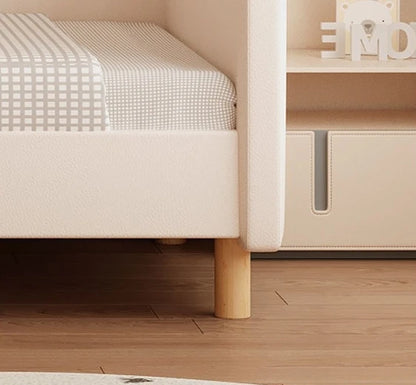 Solid Wood Children's Splicing Bed Crib with Wide Guardrail Cartoon Splicing Bed Boy Girl Bed