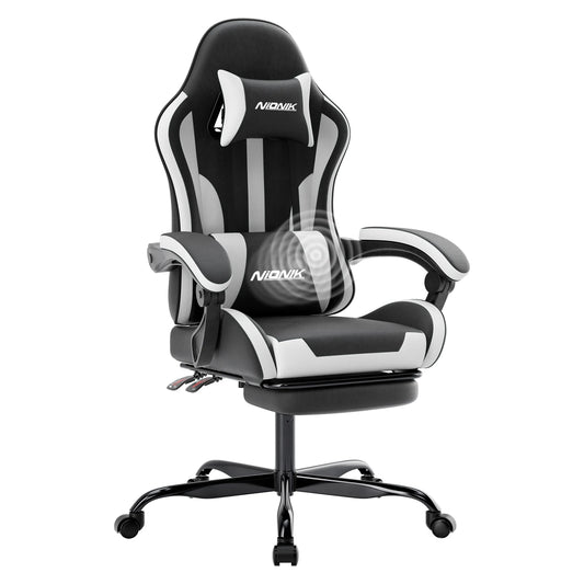 Gaming chair with Massage Ergonomic Desk chair Footrest Headrest Rotary chair for office and Gamers