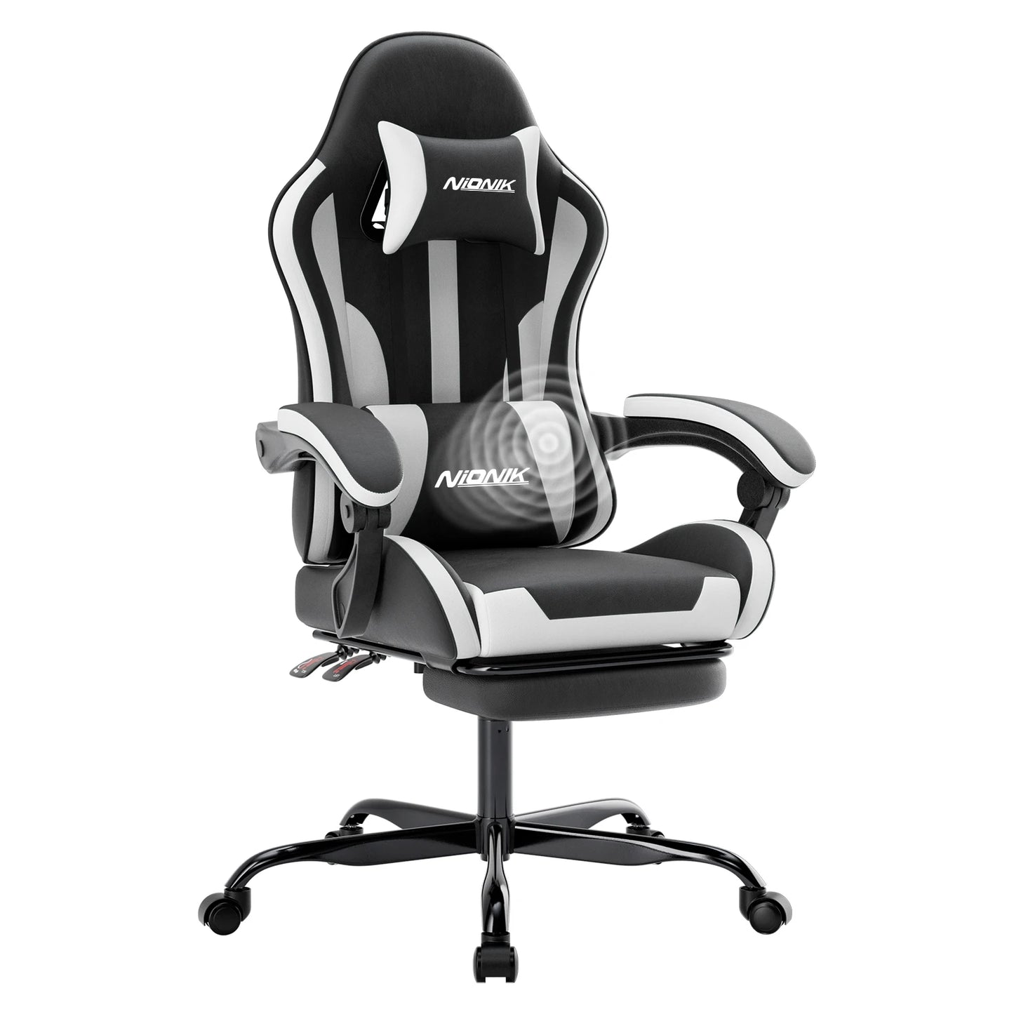 Gaming chair with Massage Ergonomic Desk chair Footrest Headrest Rotary chair for office and Gamers