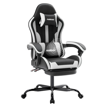 Gaming chair with Massage Ergonomic Desk chair Footrest Headrest Rotary chair for office and Gamers