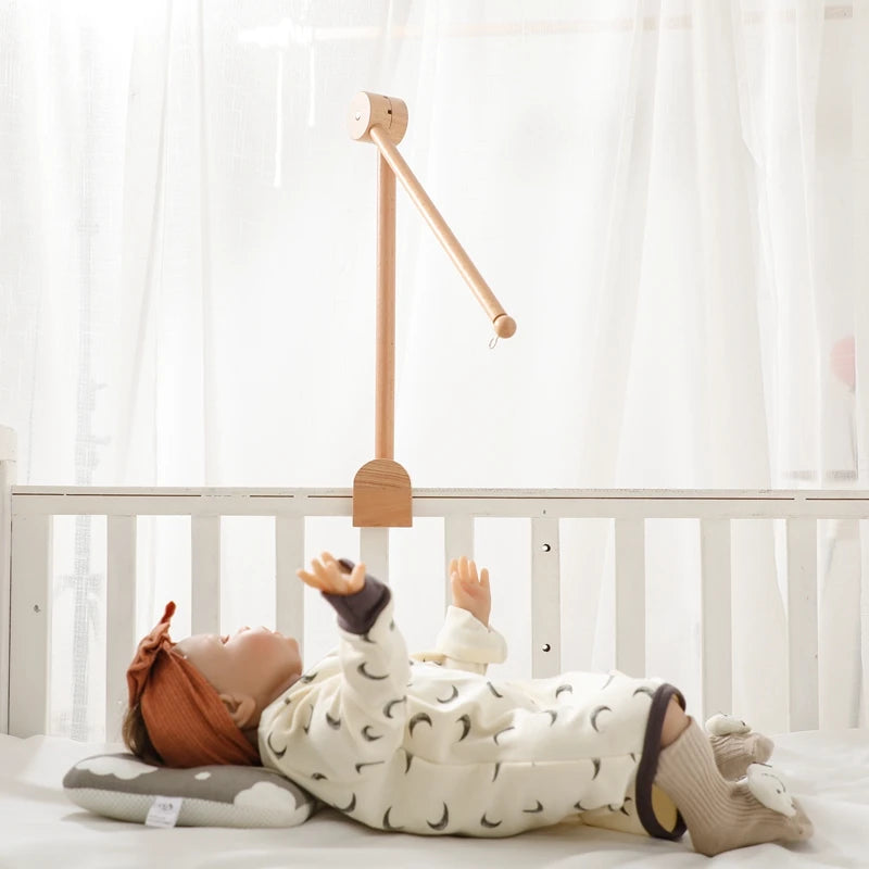Baby Wooden Crib Mobile Bed Bell Hanging Rattle Toy Newborn Music Box Bed Bell Hanging Toys Holder Bracket Infant Crib Baby Gift
