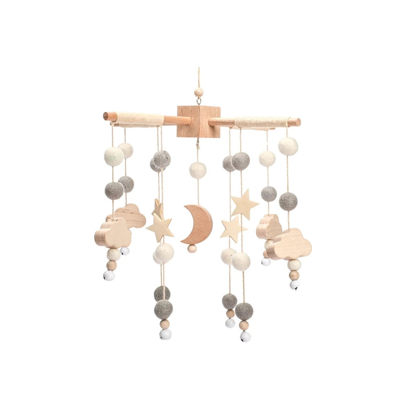 Baby Wooden Crib Mobile Bed Bell Hanging Rattle Toy Newborn Music Box Bed Bell Hanging Toys Holder Bracket Infant Crib Baby Gift