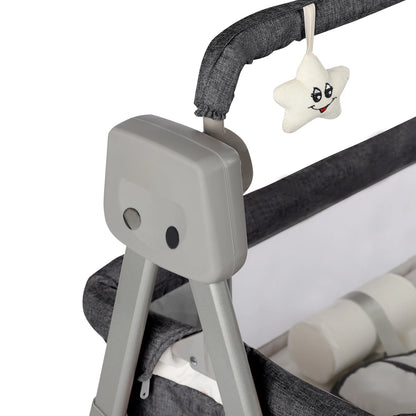 Gray/Khaki Electric Cradle Baby Swing Bed, Automatic Rocking Recliner Crib Basket, Music Remoter Control Sleeping Basket Cot