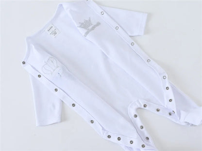 Newborn Baby Boys Romper Royal Crown Prince 100% Cotton Clothing Set with Cap Gloves Infant Girl One-Pieces Footies Sleepsuits