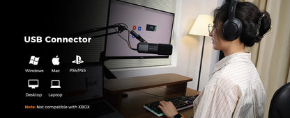 NearStream USB XLR Dynamic Microphone Boom Arm Professional PC Mic for Gaming Studio Set Podcast Recording Streaming Microphone