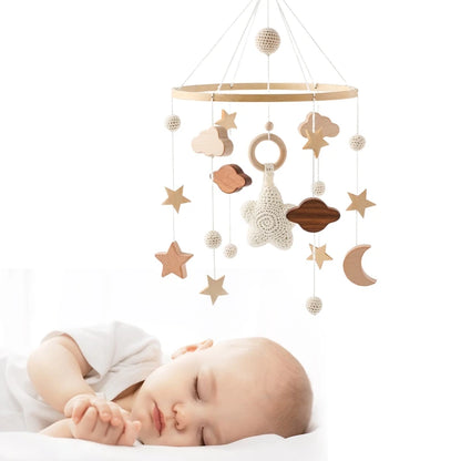 Baby Wooden Crib Mobile Bed Bell Hanging Rattle Toy Newborn Music Box Bed Bell Hanging Toys Holder Bracket Infant Crib Baby Gift
