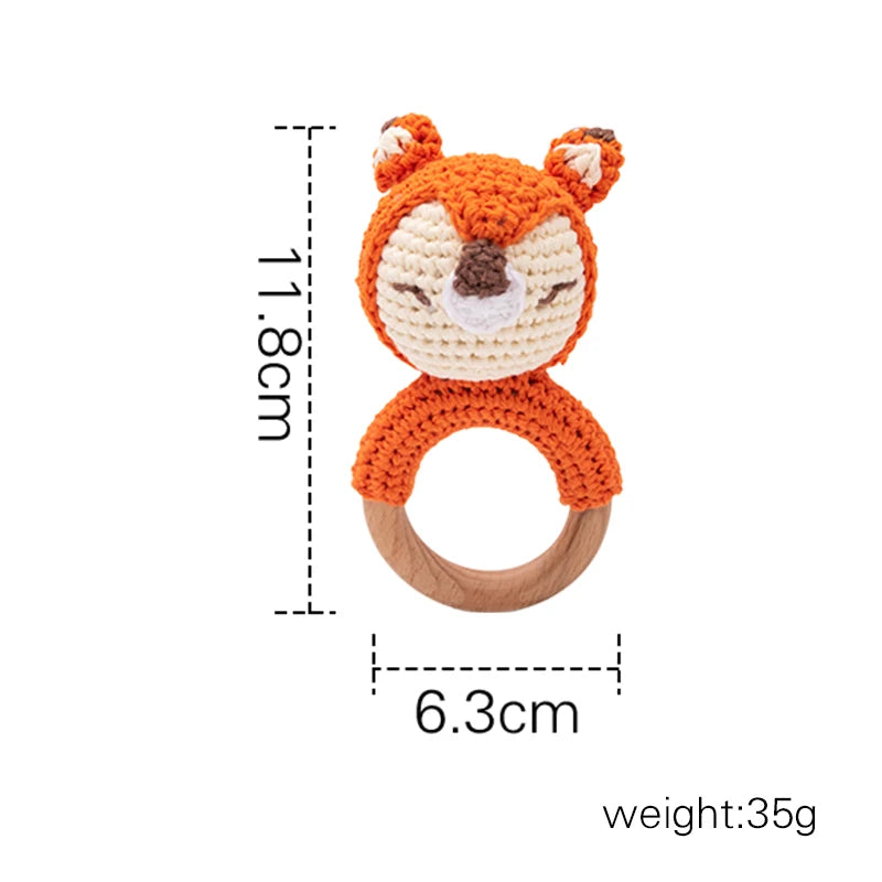 1Pc Customized Baby Teether Wooden Bracelet Crochet Rattle Toys BPA Free Crochet Lemon Bunny Rodent Rattle Newborn Toys Gift