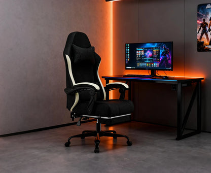 Ergonomic Gaming Chair with Individually Wrapped Spring Cushioning Breathable Fabric Adjustable Lumbar Support for