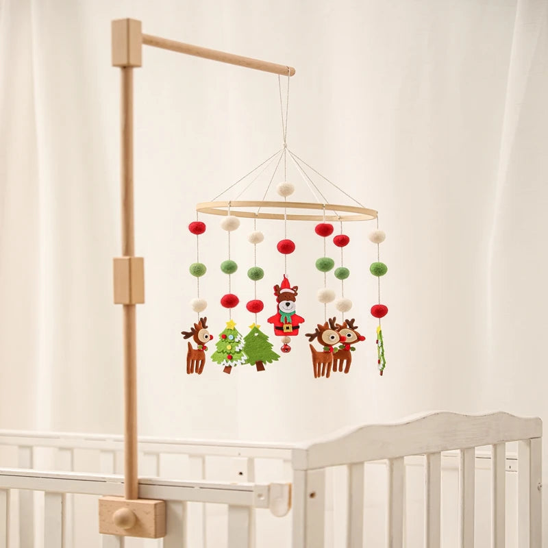 Baby Wooden Crib Mobile Bed Bell Hanging Rattle Toy Newborn Music Box Bed Bell Hanging Toys Holder Bracket Infant Crib Baby Gift