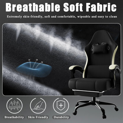 Ergonomic Gaming Chair with Individually Wrapped Spring Cushioning Breathable Fabric Adjustable Lumbar Support for