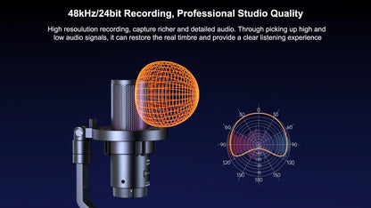 COMICA Uni Pro Wireless USB Gaming Microphone for PC Laptop Smartphone Noise Cancellation Condenser Mic with RGB Lights