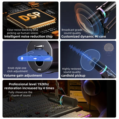 Bluedio S3000 USB/XLR Dynamic Microphone With Headphone Jack/RGB/Mute for Mixer PC Gaming Recording Streaming PS5/4 AmpliGame