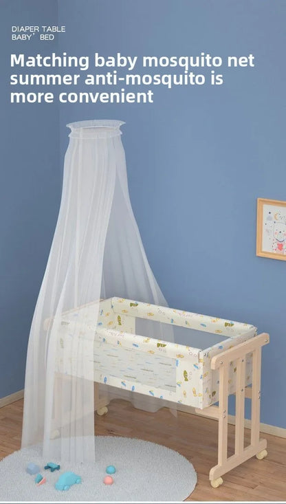 85Cm long simple solid wood baby crib