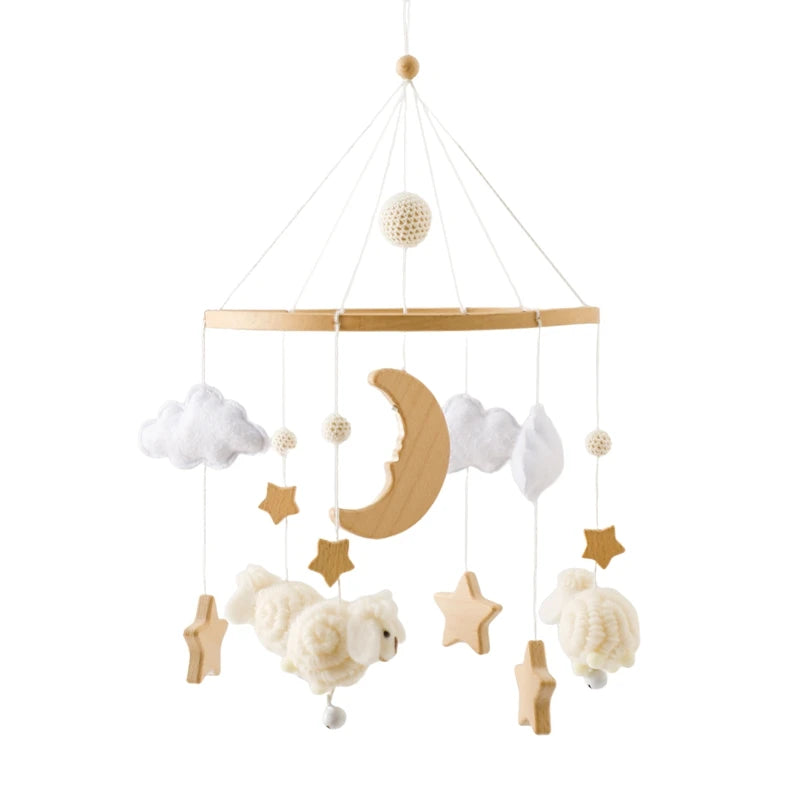 Baby Wooden Crib Mobile Bed Bell Hanging Rattle Toy Newborn Music Box Bed Bell Hanging Toys Holder Bracket Infant Crib Baby Gift