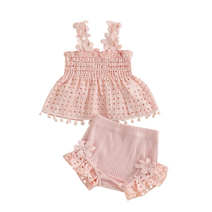 Ma&Baby 0-18M Baby Girls Clothes Sets Newborn Infant Toddler Summer Lace Floarl Sleeveless Tops Shorts Outfits