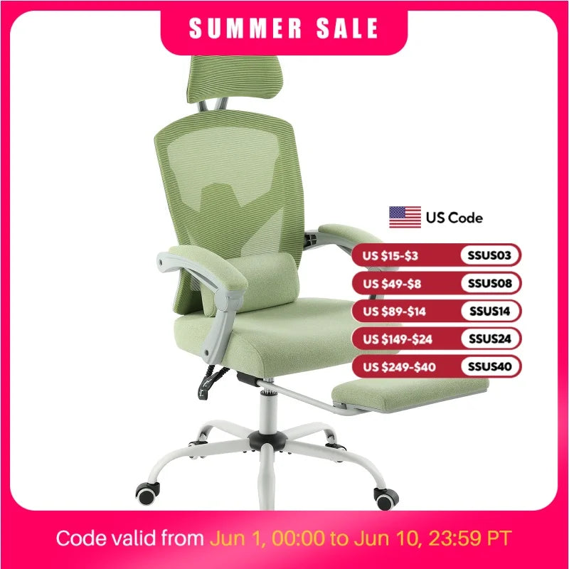 JHK Ergonomic Reclining High Back Mesh Living Room Rocking Gaming Chair Computer Desk Swivel Rolling  Lumbar Support Pillow
