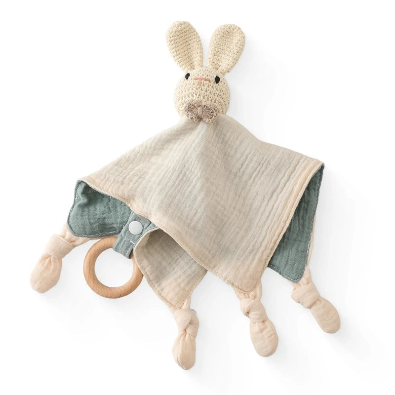 Soft Appease Towel Baby Rattle Crochet Animals Toy Soothe Reassure Sleeping Blankie Towel Lathe Hanging Educational Toddler Toys