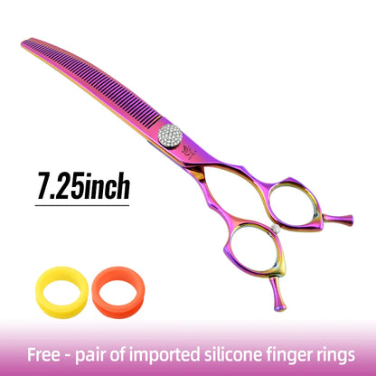 Fenice High-end 7.25 inch Professional Pet Dog Grooming Scissors Curved Thinning Chunker Shears for tijeras peluquería canina