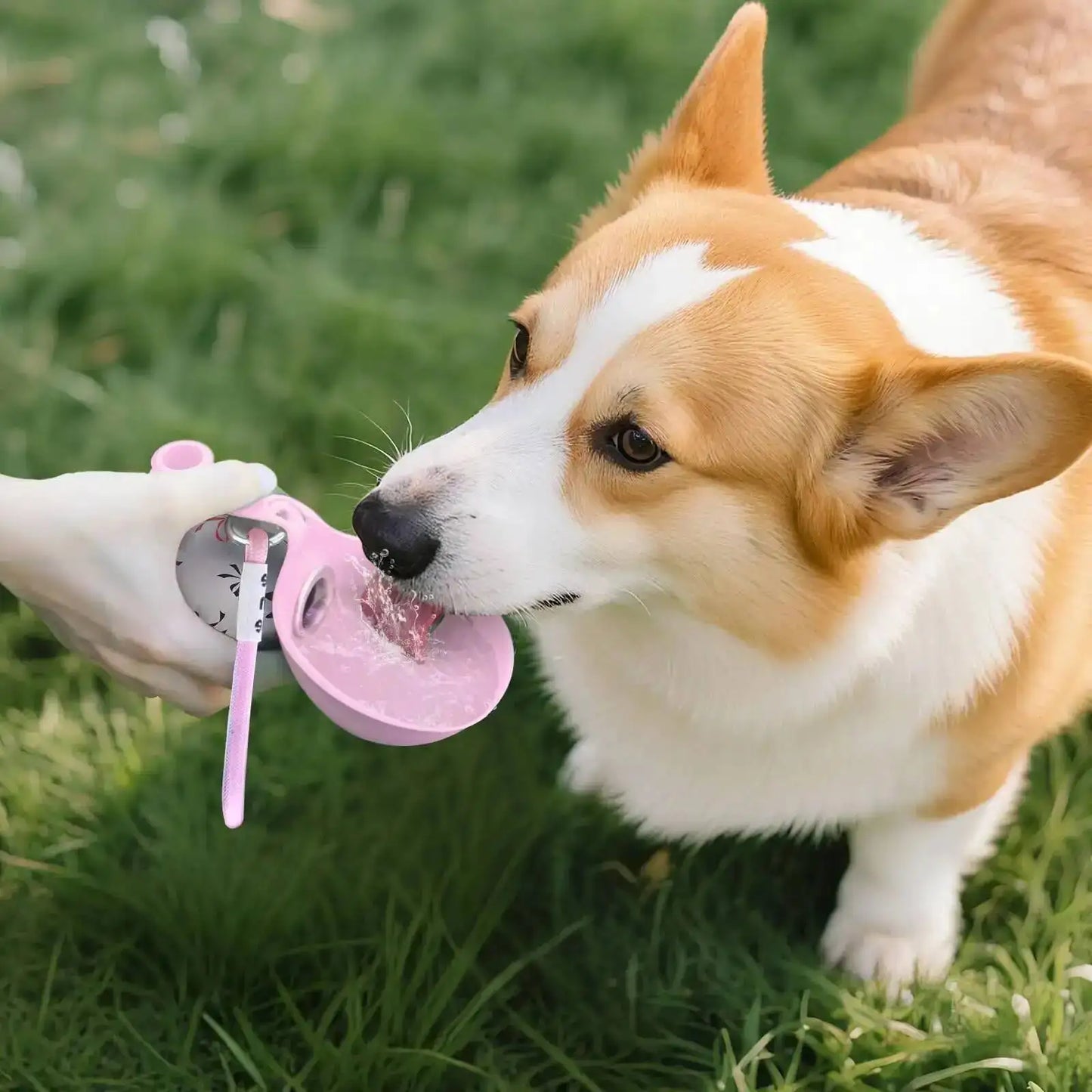 Dogs Drinking Bottle with Silicone Bowl, 285ml Stainless Steel Leak-Proof Dog Drinking Bottle for Cats and Dogs, Walks and Hikes