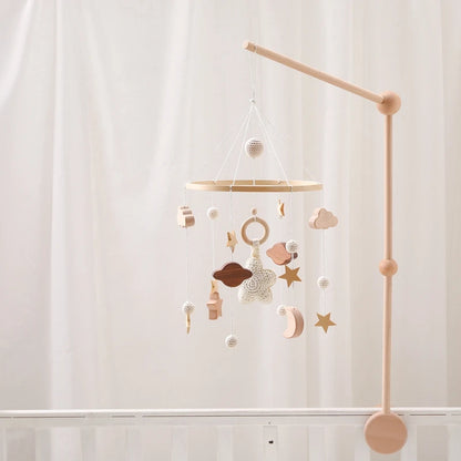 Baby Wooden Crib Mobile Bed Bell Hanging Rattle Toy Newborn Music Box Bed Bell Hanging Toys Holder Bracket Infant Crib Baby Gift
