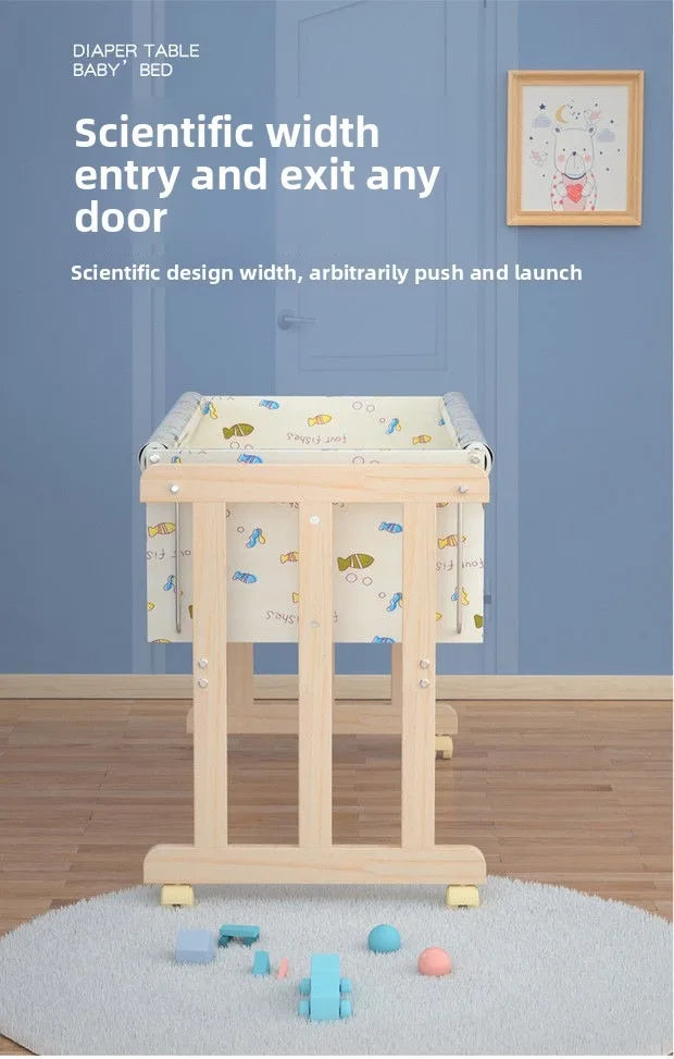 85Cm long simple solid wood baby crib