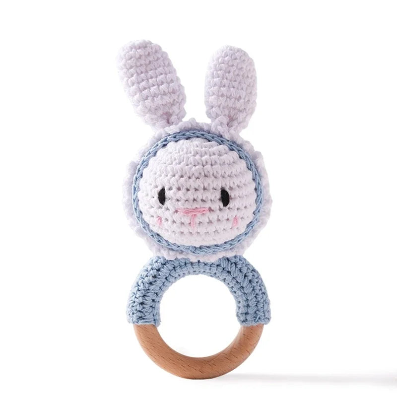 1Pc Customized Baby Teether Wooden Bracelet Crochet Rattle Toys BPA Free Crochet Lemon Bunny Rodent Rattle Newborn Toys Gift