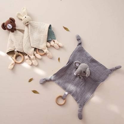 Soft Appease Towel Baby Rattle Crochet Animals Toy Soothe Reassure Sleeping Blankie Towel Lathe Hanging Educational Toddler Toys