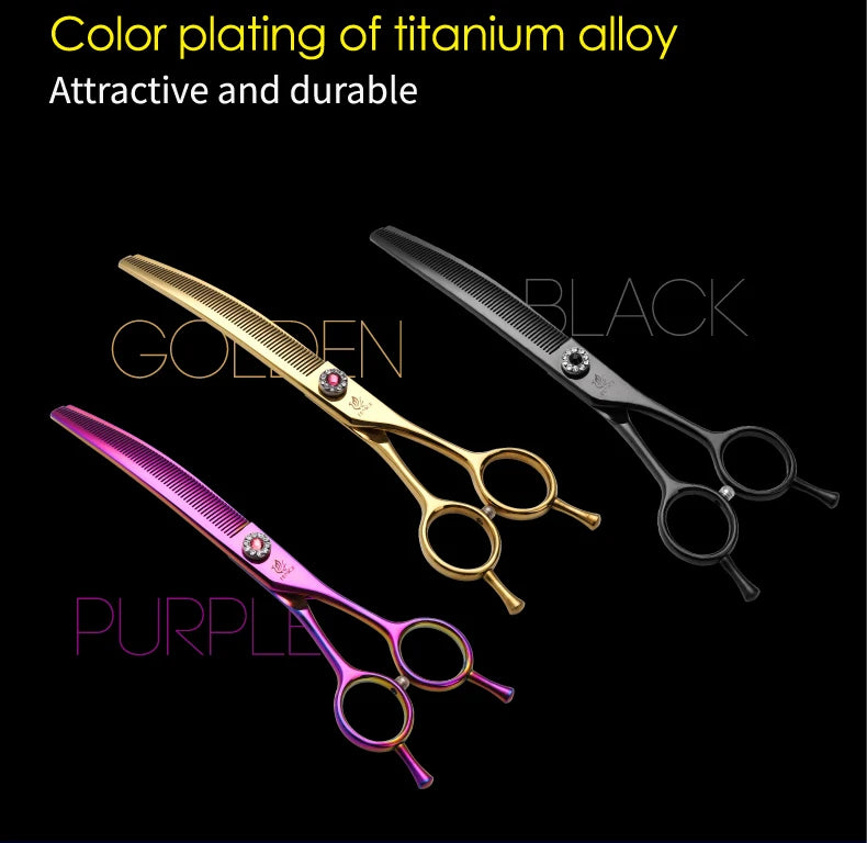 Fenice High-end 7.25 inch Professional Pet Dog Grooming Scissors Curved Thinning Chunker Shears for tijeras peluquería canina