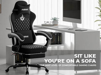 Gaming Chair with Footrest, Ergonomic Computer Chair with Headrest and Lumbar Support，Office Chair with Linkage Armrests