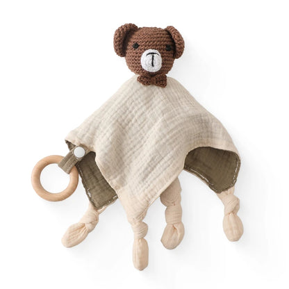 Soft Appease Towel Baby Rattle Crochet Animals Toy Soothe Reassure Sleeping Blankie Towel Lathe Hanging Educational Toddler Toys