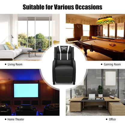 Gaming Recliner Chair with Massage and Footrest, PU Leather Home Theater Seating for Living Room or Gaming Space