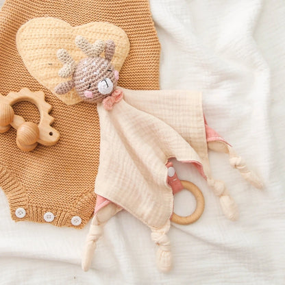 Soft Appease Towel Baby Rattle Crochet Animals Toy Soothe Reassure Sleeping Blankie Towel Lathe Hanging Educational Toddler Toys