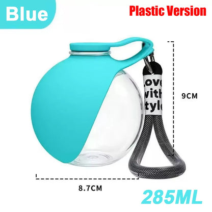 Dogs Drinking Bottle with Silicone Bowl, 285ml Stainless Steel Leak-Proof Dog Drinking Bottle for Cats and Dogs, Walks and Hikes