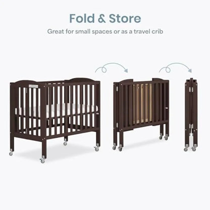 Dream On Me 2-in-1 Portable Mini Crib, Non-Full Size Baby Crib for Small Spaces, 2 Mattress Heights, Compact Travel Design, Inc