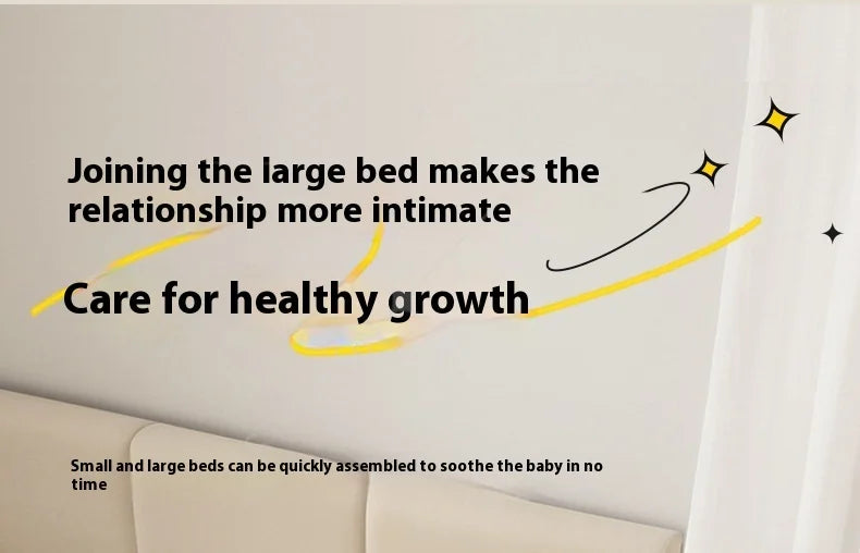 Removable Baby Cradle Bed Large Foldable Wood Crib Height Adjustment Splicing Anti-Spill Milk Feature for Living Room