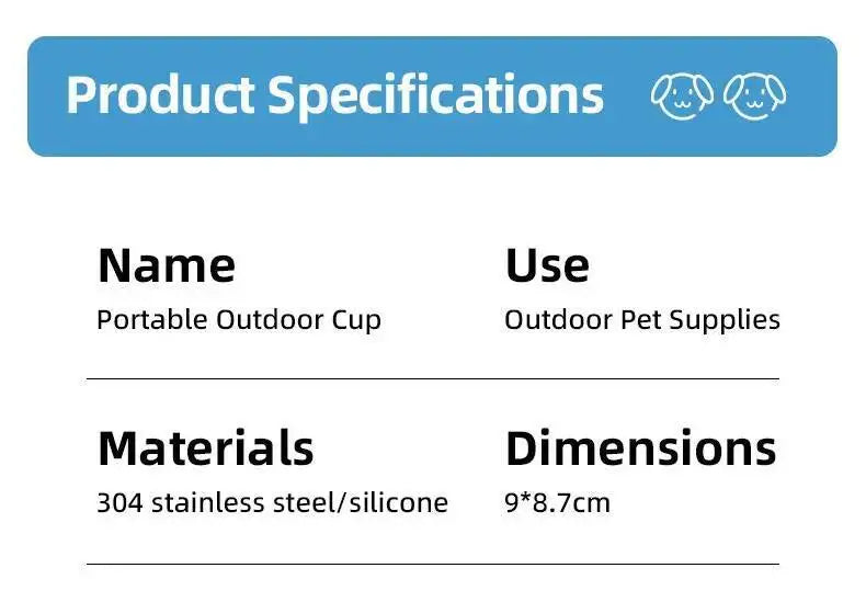 Dogs Drinking Bottle with Silicone Bowl, 285ml Stainless Steel Leak-Proof Dog Drinking Bottle for Cats and Dogs, Walks and Hikes
