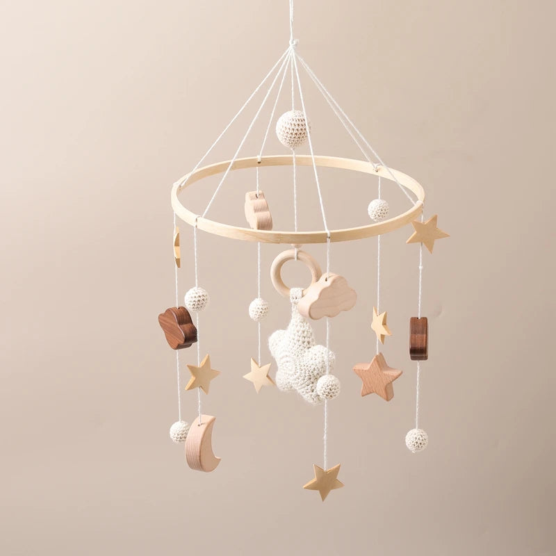 Baby Wooden Crib Mobile Bed Bell Hanging Rattle Toy Newborn Music Box Bed Bell Hanging Toys Holder Bracket Infant Crib Baby Gift