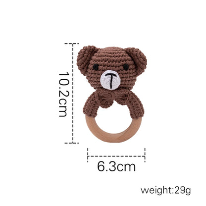 1Pc Customized Baby Teether Wooden Bracelet Crochet Rattle Toys BPA Free Crochet Lemon Bunny Rodent Rattle Newborn Toys Gift