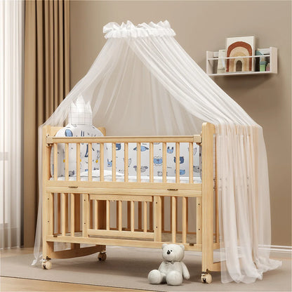 New Fashion 5 in 1 Multifunctional Solid Wood Foldable Baby Cot Adjustable Next to Me Baby Bed Crib