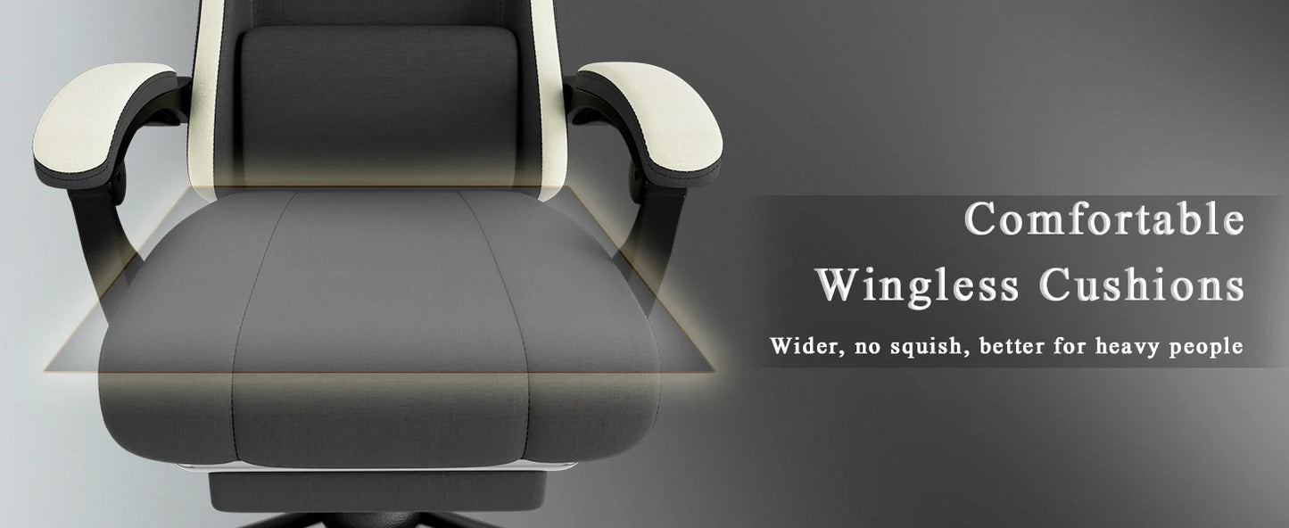 Ergonomic Gaming Chair with Individually Wrapped Spring Cushioning Breathable Fabric Adjustable Lumbar Support for