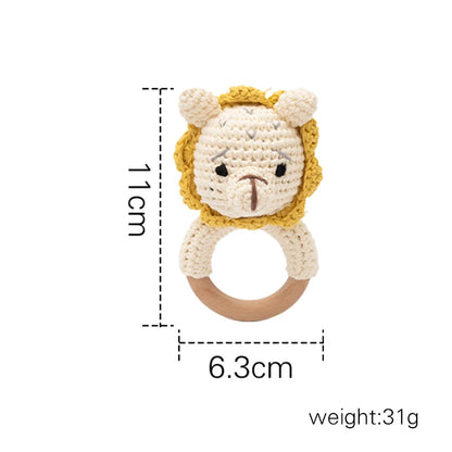 1Pc Customized Baby Teether Wooden Bracelet Crochet Rattle Toys BPA Free Crochet Lemon Bunny Rodent Rattle Newborn Toys Gift
