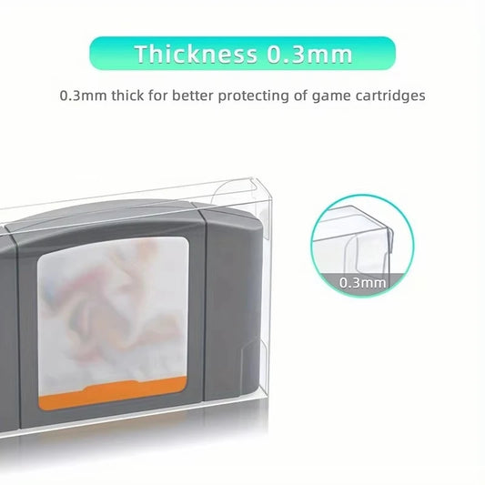 For N64 gaming cartridge case - ultra-thin 0.3mm PET protective case, vintage gaming collection | transparent | moisture-proof