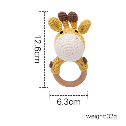 1Pc Customized Baby Teether Wooden Bracelet Crochet Rattle Toys BPA Free Crochet Lemon Bunny Rodent Rattle Newborn Toys Gift