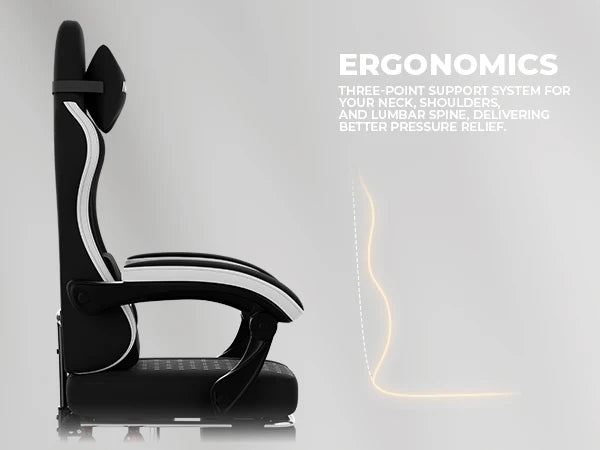 Gaming Chair with Footrest, Ergonomic Computer Chair with Headrest and Lumbar Support，Office Chair with Linkage Armrests