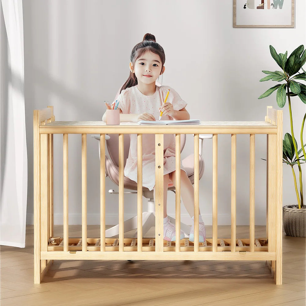 New Fashion 5 in 1 Multifunctional Solid Wood Foldable Baby Cot Adjustable Next to Me Baby Bed Crib
