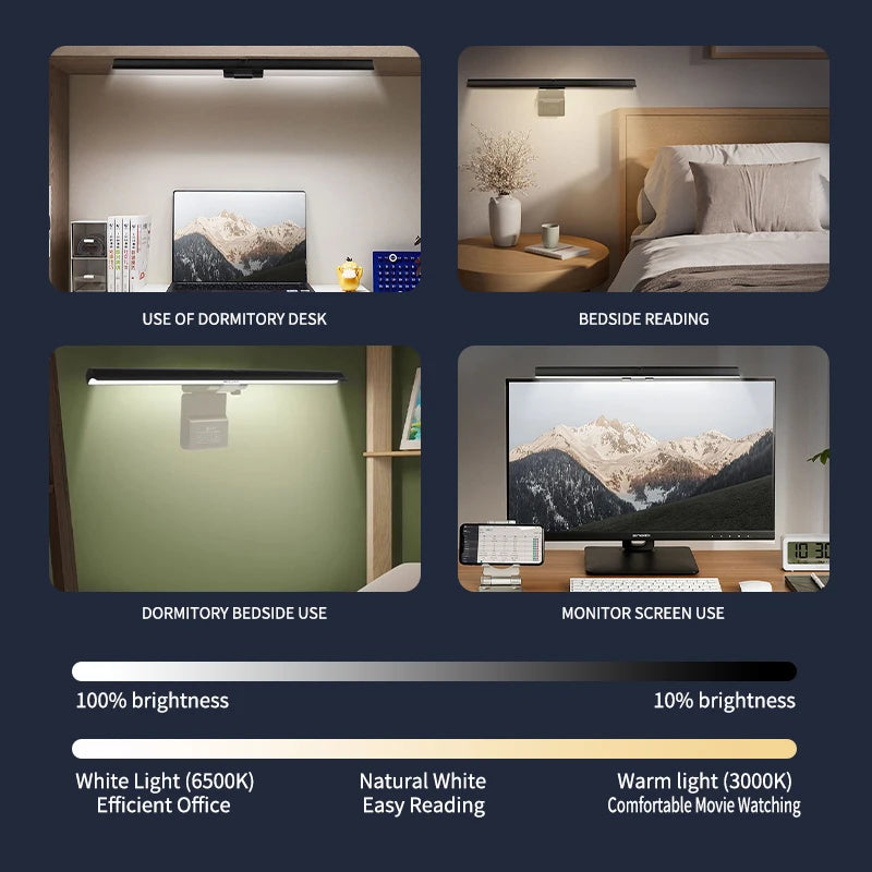 RGB 30cm Monitor Hanging Lamp – Stepless Dimmable LED Screen Bar for Work & Gaming & Study