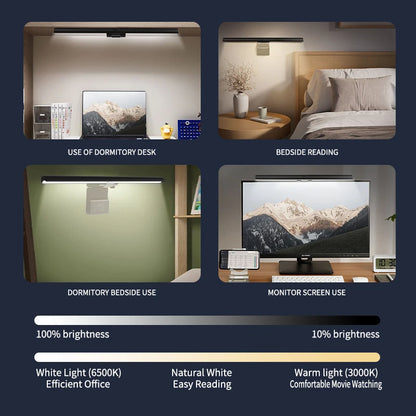 RGB 30cm Monitor Hanging Lamp – Stepless Dimmable LED Screen Bar for Work & Gaming & Study