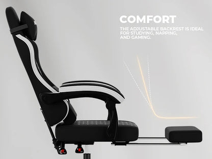 Gaming Chair with Footrest, Ergonomic Computer Chair with Headrest and Lumbar Support，Office Chair with Linkage Armrests