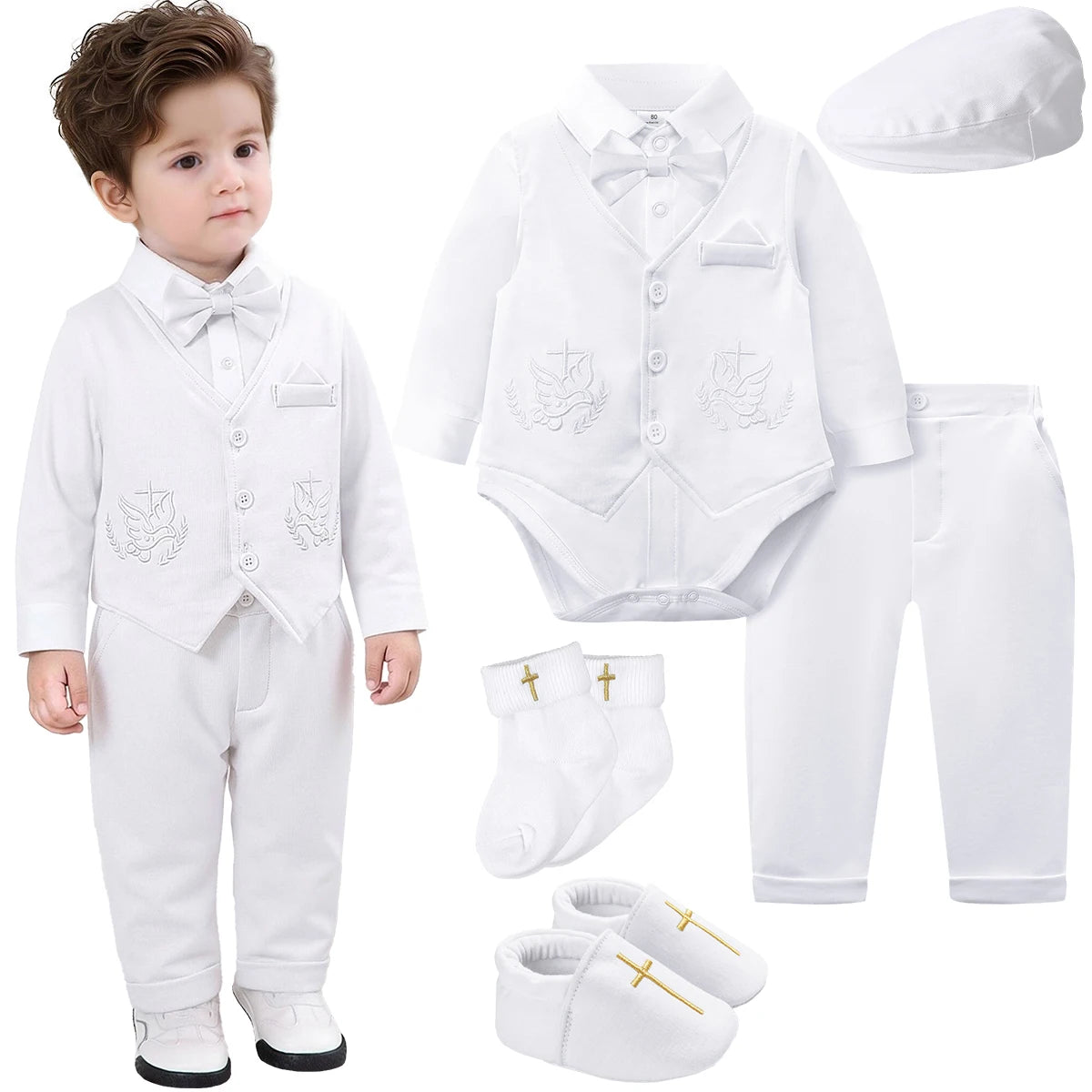Baby Boy Christening Outfit Infant Baptism Easter Blessing Suit Toddler Wedding Chritmas Xmas Formal Ring Bearer Clothes Set