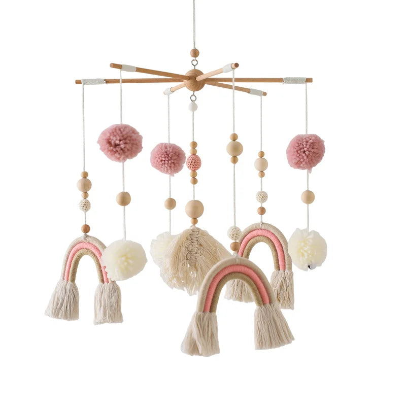 Baby Wooden Crib Mobile Bed Bell Hanging Rattle Toy Newborn Music Box Bed Bell Hanging Toys Holder Bracket Infant Crib Baby Gift